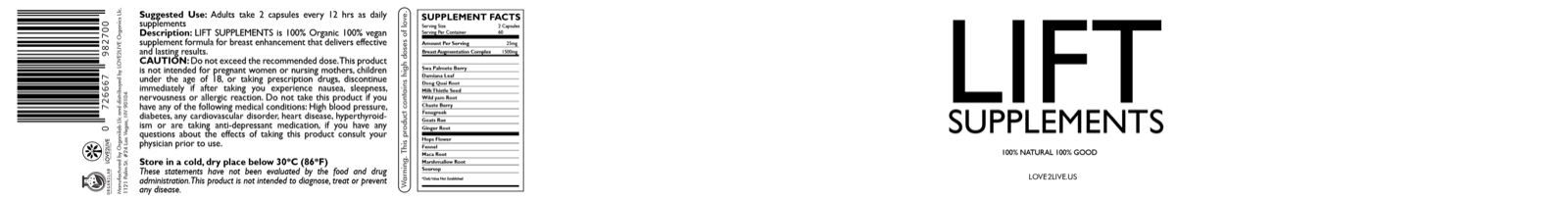 LIFT Supplements label